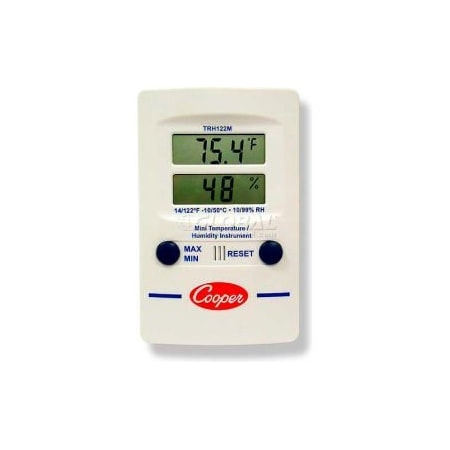 Cooper-Atkins Cooper Mini Wall Thermometer, Trh122m-0-8, Digital Temperature & Humidity, Dual Display TRH122M-0-8